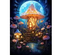 Fantasy Mushroom Diamond Art Painting Kits, DIY 5D Diamond Painting Kits for Adults, Full Round Drill Diamond Art Full Moon 60x80cm/24x32inch, Crystal Arts Crafts for Home Wall Decor Gifts -YZ1392