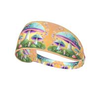 Fantasy Mushroom Elastic Sports Headband for Running, Cycling Yoga, Sweat-Absorbing Breathable Head Wrap, Fits Most Men Women