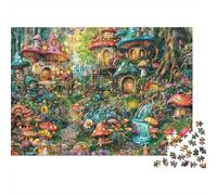 Fantasy Mushroom Forest 1000 Piece Jigsaw Puzzle Paper for Adults Enchanted Woodland Jigsaw Puzzle Game Relaxation Home Decor Gift Family Fun 52x38cm/1000pcs