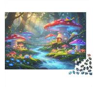 Fantasy Mushroom Forest 1000 Piece Jigsaw Puzzle Paper for Adults Magical Fairy Scene Jigsaw Puzzle for Adults Relaxation Focus Home Decor 70x50cm/1000pcs