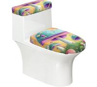 Fantasy Mushroom Soft 2Pcs Toilet Lid - Tank Covers, Elastic Reusable for U/O Shape Toilets, Bathroom Decor