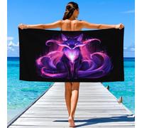 Fantasy Mysterious Beach Towel, Quick Dry Sand Free Lightweight Microfibre Beach Towels for Swimming Travel Holiday, Trendy Fashion Elegant Animals Purple Fox Towels 160 x 90 cm