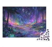 Fantasy Mysterious Forest 1000 Piece Jigsaw Puzzle Paper for Adults Night Aurora Landscape Puzzle Game for Family Home Decoration Stress Relief Gift 38x26cm/1000pcs