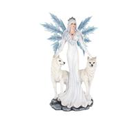 Fantasy & Mythology Aura Large Ice Fairy with Two Winter Wolf Companions - Resin