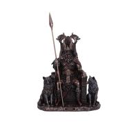 Fantasy & Mythology Bronze Odin All Father Wolves and Throne Figurine - Resin