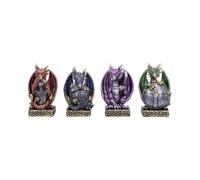 Nemesis Now Defend the Hoard (Set of 4) 10cm, Resin, Silver, Dragon Figure, Silver Dragon Ornament, Collectable Dragon Giftware, Cast in the Finest Resin, Expertly Hand-Painted