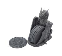 Fantasy & Mythology Dragons Lair Black Dragon Coaster Set | Coasters | Acotis - Resin