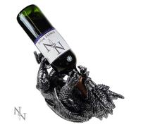 Fantasy & Mythology Metallic Silver Dragon Guzzler Wine Bottle Holder | Guzzlers - Resin