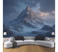 Fantasy Natural Landscape Wall Mural, Snow-Capped Mountains Clouds Mist Print Photo Wallpaper, Non-Woven Blue Wall Mural Decoration Poster Picture Design, for Living Room TV Backdrop 400 x 280 cm