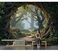 Fantasy Natural Landscape Wallpaper 300 x 210 cm, Non-Woven Forest Green Plants Photo Wall Mural for Bedrooms, Green Wall Murals Art Decor for Living Room Children's Room Office Decoration