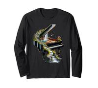 Fantasy Nature Piano Staircase Waterfall Musical Escape Long Sleeve T-Shirt