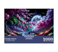 Fantasy Night Cherry Blossom 1000 Piece Jigsaw Puzzle Paper for Adults Night View Puzzle Game for Family Home Decor Stress Relief 38x26cm/1000pcs