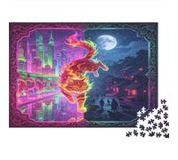 Fantasy Night Dancer 1000 Piece Jigsaw Puzzle Paper for Adults Magical City Moonlit Valley Puzzle Game for Family Relaxation Focus Home Decor Gift 52x38cm/1000pcs