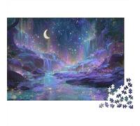 Fantasy Night Forest 1000 Piece Jigsaw Puzzle Paper for Adults Dream Waterfall Night Scene Focus Boost Family Relaxation Home Gift 52x38cm/1000pcs