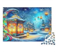 Fantasy Night Scene 1000 Piece Cardboard Jigsaw Puzzle Family Fun Educational Parent-Child Enchanted Winter Cottage Puzzle Game for The Whole Family Puzzle Lovers 38x26cm/1000pcs