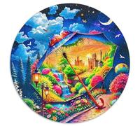 Fantasy Night Scene 1000 Piece Jigsaws Round Puzzles for Adults And Kids Colorful Unique Challenge Games Scene Creative 1000pcs (67.5x67.5cm)