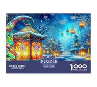 Fantasy Night Scene 1000 Piece Puzzle - Winter Village Lanterns Cozy Festive Magical Puzzles for Adults Educational Game Jigsaw Puzzle Fun Present for Home52x38cm/1000pcs