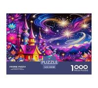 Fantasy Night Scene 1000 Pieces Puzzle Game - Magical Castle Cosmic Psychedelic Dreamy Vibrant The Whole Family Fun And Challenging Activity for Home Decompression52x38cm/1000pcs