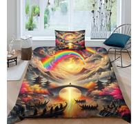 Fantasy Night Scene 3 Pieces Duvet Cover, 3D Printed Bedding Set, Pillowcases, Microfiber Quilt Cover, Easy Care, Anti-Allergic, Soft And Smooth for Kid Teens Boys And Girls Man Single（135x200cm）