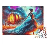 Fantasy Night Scene Family 1000 Piece Puzzle for Adults Cinderella with Pumpkin Carriage Under Moon Premium Thick Sturdy Challenging Stress Relief 70x50cm/1000pcs