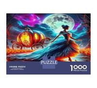 Fantasy Night Scene Heavyweight Paper Cinderella Pumpkin Carriage Moon Jigsaw Puzzle Relaxing Puzzle Gift 52x38cm/1000pcs
