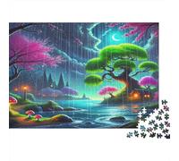 Fantasy Night Scene Jigsaw Puzzle for Adults 1000 Piece - Glowing Tree Landscape Impossible Hard Difficult Challenging Game 70x50cm/1000pcs
