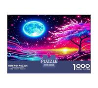 Fantasy Night Scene Jigsaw Puzzle for Adults Kids 1000 Piece -Moonlit Colorful Scenery Impossible Hard Difficult Challenging Game 38x26cm/1000pcs
