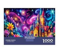 Fantasy Night Scene Jigsaw Puzzle Magical Castle in Forest 1000 Pieces Adults Jigsaws Extra-thick Cardboard for Couples Logic Skill 52x38cm/1000pcs