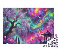 Fantasy Night Scene Jigsaw Puzzle Mystic Temple Night 1000pc Thick Cardboard Stress Relief Nursing Home Activity for Seniors Adults Beginners Family Enthusiasts 52x38cm/1000pcs