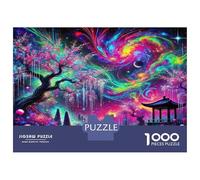 Fantasy Night Scene Jigsaw Puzzles 1000 Pieces with Clean Edges Jigsaws for Adults Colorful Forest Pavilion for Quiet Time Activities And Date Night Ideas 52x38cm/1000pcs