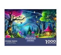 Fantasy Night Scene Jigsaw Puzzles Puzzle for Adults Recycled Paper for Aduls 1000 Pieces Puzzle Fun Enchanted Forest Nightand Challenging Family Game 38x26cm/1000pcs