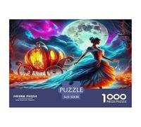 Fantasy Night Scene Recycled Paper Jigsaw Puzzle 1000 Pc -Cinderella Pumpkin Carriage Moon Magical Elegant Challenging Game Toys Gift for Home Wall Decoration52x38cm/1000pcs