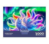 Fantasy Nine Tail Fox 1000 Piece Jigsaw Puzzle Paper for Adults Aurora Night Scene Jigsaw Puzzle for Family Relax Focus Home Decoration Gift 38x26cm/1000pcs