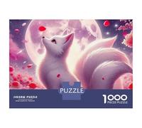 Fantasy Nine Tail Fox Jigsaw Puzzle for Adults 1000 Piece Jigsaw Puzzle Night Sakura Scene Paper Puzzle Game Relaxation Focus 52x38cm/1000pcs