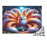 Fantasy Nine Tail Fox Jigsaw Puzzle for Adults 1000 Piece Jigsaw Puzzle Paper Forest Moon Night Relaxation Focus Family Home Gift 70x50cm/1000pcs