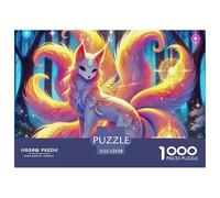 Fantasy Nine Tailed Fox 1000 Piece Jigsaw Puzzle Paper for Adults Enchanted Forest Art Focus Activity for Relaxation 52x38cm/1000pcs