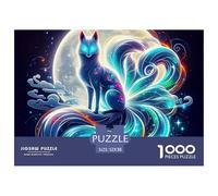 Fantasy Nine Tailed Fox 1000 Piece Jigsaw Puzzle Paper for Adults Night Sky Scene Focus Relax Home Decor Gift Family Activity 52x38cm/1000pcs