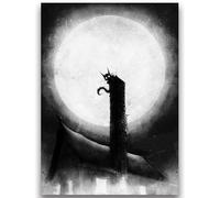 Fantasy North - Cat on The Chimney - Inked Moonlight Horror Series - 100 Textured Matte TCG Card Sleeves - Fits Magic MTG Commander Pokemon and Other Card Games - Playing Card Sleeves
