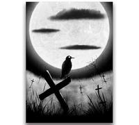 Fantasy North - Crow on The Gravestone - Inked Moonlight Horror Series - 100 Textured Matte TCG Card Sleeves - Fits Magic MTG Commander Pokemon and Other Card Games - Playing Card Sleeves