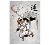 Fantasy North - Taki - The Lucky Tanuki - 100 Textured Matte TCG Card Sleeves - Fits Magic MTG Commander Pokemon and Other Card Games - Playing Card Sleeves