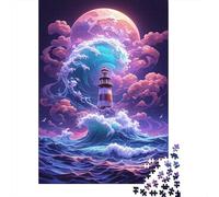 Fantasy Ocean Lighthouse 1000 Piece Jigsaw Puzzle Paper for Adults Dreamy Night Scene Puzzle Game for Family Focus and Relaxation Gift 38x26cm/1000pcs