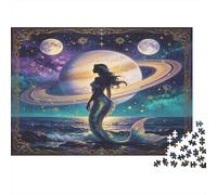Fantasy Ocean Mermaid 1000 Piece Jigsaw Puzzle Paper for Adults Enchanted Starry Night Scene Focus and Stress Relief 38x26cm/1000pcs