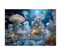 Fantasy Ocean Puzzles for Adults 1000 Pieces Mushrooms Castle Nature, Magic Fish Jellyfish Art Jigsaw Puzzles, Impossible Hard Challenging Puzzle