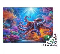 Fantasy Octopus 1000 Piece Jigsaw Puzzle Paper for Adults Colorful Coral Reef Relaxation Focus Home Decor Gift Puzzle Game for Family 52x38cm/1000pcs