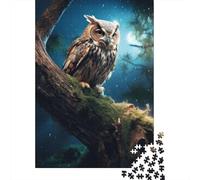 Fantasy Owl at Night 1000-Piece Puzzle for Adults, 52x38cm/1000pcs, White Cardboard for Steady Handling; for An Enjoyable Break at The Table