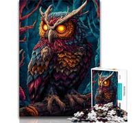 Fantasy Owl Jigsaw Puzzles for Adults,Learning Educational Toys Family Games with Matching Poster And Trivia Sheet (75x50cm)