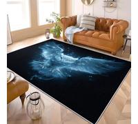 Fantasy Owl Pattern Flannel Rug for Living Room & Bedroom Soft Fluffy Carpet Blue Non-Slip, Machine Washable, Kids Area Rug Mat for Playroom & Floor Protector 200x300 cm