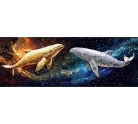 Fantasy Paint by Numbers for Adults Beginners, 34x101 Inch Large Paint by Numbers Whale, Easy DIY Acrylic Oil Painting by Numbers for All Ages Crafts for Home Wall Decor, Gift (Without Frame) -H766