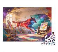 Fantasy Painted Wolf Jigsaw Puzzle for Adults 1000 Piece Jigsaw Puzzle Artistic Studio Relaxing Focus Home Decor 38x26cm/1000pcs