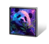 Fantasy Panda Neon Badge Pin Brooch Square Shape Button Aluminum Decor for Backpacks Hats 0.7 Inch